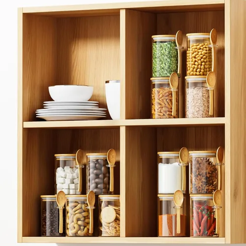 Miniatura 7 de Recipiente de vidrio para azúcar con cuchara, 1 paquete de tarros de vidrio de 15 onzas con tapa y cuchara de bambú, recipientes de almacenamiento