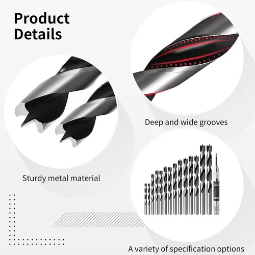 Miniatura 4 de Wood Drill Bit Set with Center Punch, 15 Pieces