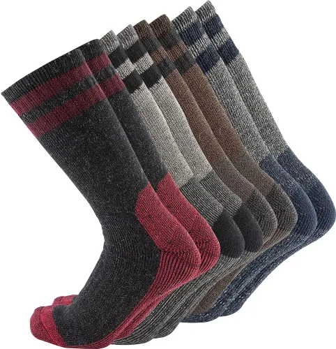 Cerebro Calcetines de lana merino para hombre, calcetines acolchados a media pantorrilla que absorben la humedad, calcetines de senderismo para