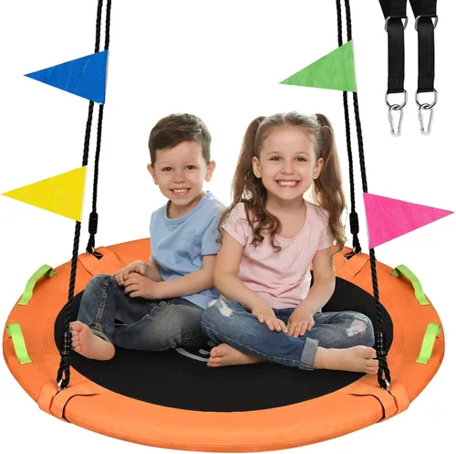 HeyZoo Columpio de Árbol, Columpio Platillo de 40 Pulgadas para Niños, Capacidad de Peso de 900 Libras, con Correas Colgantes Ajustables, para Patio