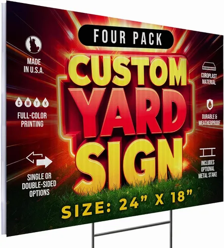 Miniatura 2 de Paquete de 10 letreros personalizados de 24"x18" para patio con estacas, letreros personalizados para exteriores, letreros corrugados de impresión a
