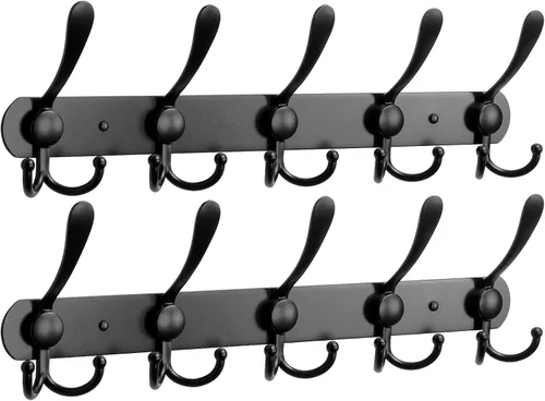 Miniatura 8 de NearMoon Perchero montado en la pared, paquete de 2 ganchos resistentes para toallas de baño, de acero inoxidable, gancho de metal para toallas