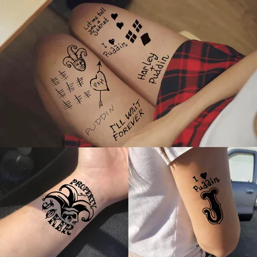 Miniatura 4 de 5 hojas de tatuajes temporales de Halloween HQ para mujeres, hombres y adultos, tatuajes de manos de cara de Joker, kit de maquillaje de Halloween