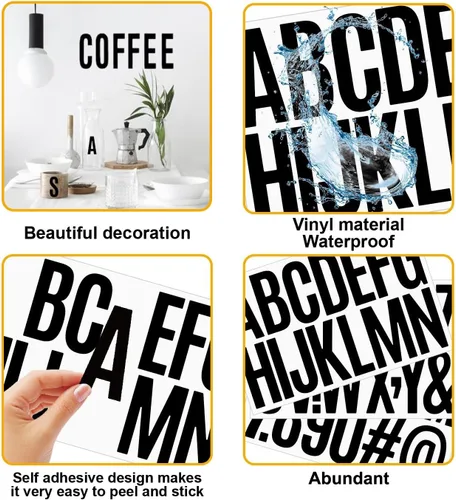 Miniatura 4 de 10 hojas de 500 calcomanías de letras de vinilo, calcomanías autoadhesivas de números del alfabeto, de 2 pulgadas, impermeables, para buzones