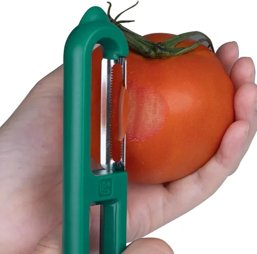 Miniatura 3 de Linoroso Juego de 3 peladores de verduras con pelador recto, pelador dentado y pelador en Y juliana, apto para lavavajillas, pelador de frutas Verde