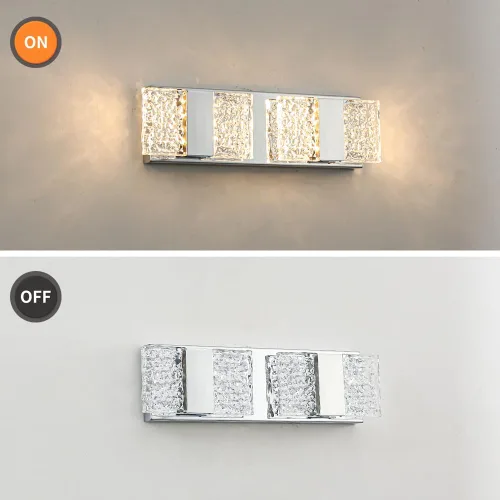 Miniatura 5 de Lámpara de tocador de baño moderna de cromo de 4 luces, elegantes accesorios de iluminación de baño de LED de cromo sobre espejo, accesorios