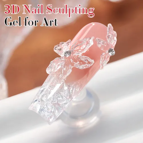 Miniatura 5 de Double Rhythm 3D Gel de uñas en gel transparente sólido para esculpir, antiadherente, gel duro para construcción, tallado, moldeado, extensión