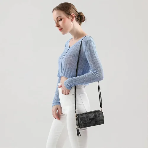 Miniatura 6 de Lanyani Cartera cruzada RFID con bolsillo para teléfono para mujer, cuero vegano