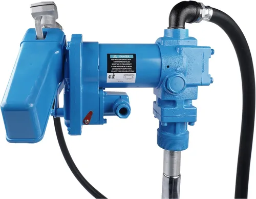Miniatura 7 de Bomba de transferencia de combustible de 20 GPM 12V azul con fusible de 50A, manguera de descarga y boquilla manual para transferencia de gasolina
