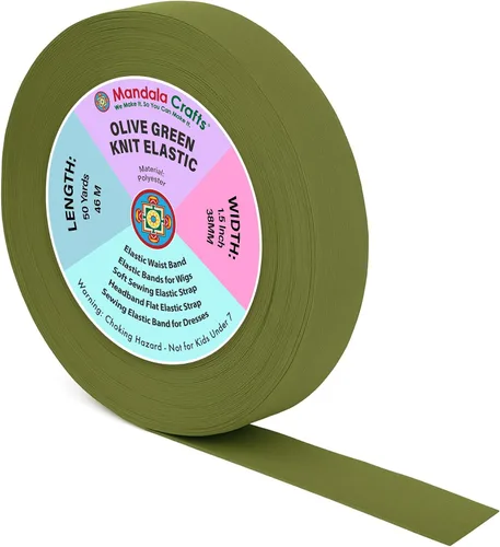 Miniatura 27 de Mandala Crafts Carrete de bandas elásticas anchas de 1/2 pulgada color beige para cinturas de pantalones, costura y manualidades DIY, 88 yardas