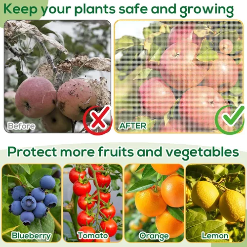 Miniatura 3 de 2 piezas de malla para árboles frutales de 7x6 pies, cubierta de malla ultrafina para jardín contra insectos con cordón, barrera transparente