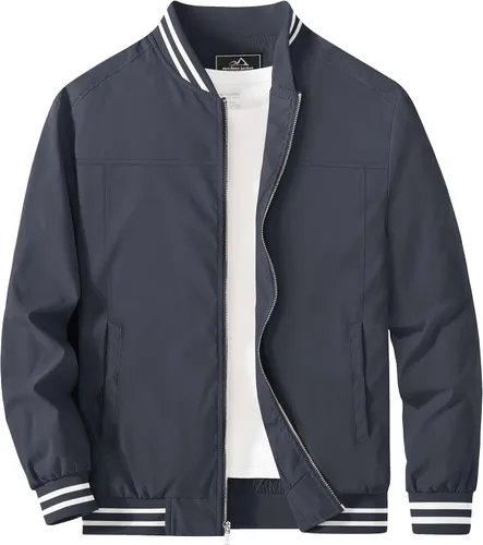 Miniatura 15 de MAGCOMSEN Chaqueta bomber para hombre, ligera, cortavientos, con cremallera, resistente al viento, casual, primavera, otoño, abrigo para golf