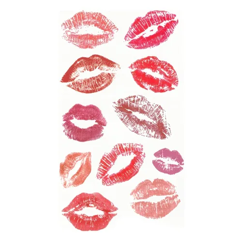 Miniatura 6 de MapofBeauty Pegatina de papel de tatuaje temporal impermeable con estampado de labios negros, 2 hojas por paquete
