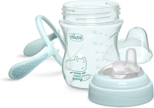 Miniatura 4 de Chicco Vaso de transición con boquilla de silicona y tapa sin derrames 7oz. Marcas de calibración Asas extraíbles Apto para lavavajillas