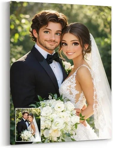 Miniatura 11 de Retrato de anime personalizado de lujo, impresión de retrato de pareja personalizada, retratos de fotos, regalo personalizado para ella, él, esposa
