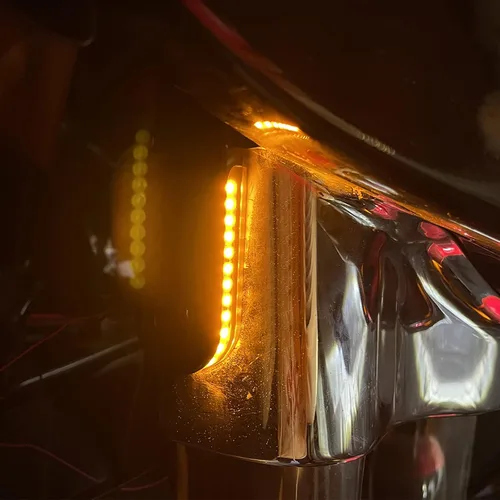 Miniatura 2 de Soportes de intermitentes frontales para motocicleta, horquillas de montaje empotrado, amortiguadores LED para lámpara lateral para Harley Touring