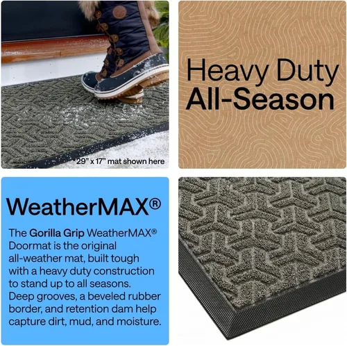 Miniatura 4 de Gorilla Grip WeatherMax - Tapete para todas las estaciones 100% impermeable, 47x35 pulgadas, goma natural duradera, resistente a manchas y Pizarra