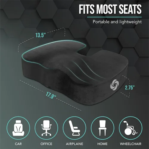 Miniatura 6 de Samsonite Cojín de asiento de espuma viscoelástica, cojín ergonómico para silla de oficina, almohadilla de presión de coxis, soporte de coxis
