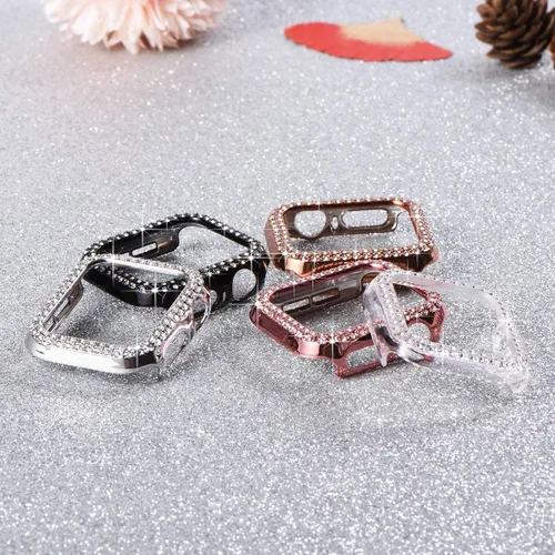 Miniatura 8 de Carcasa NewWays Bling Cases para Apple Watch de 1.5 pulgadas, 1.56 pulgadas, 1.65 pulgadas, 1.73 pulgadas, Negro/Rosa/Oro Rosa/Plata/Transparente
