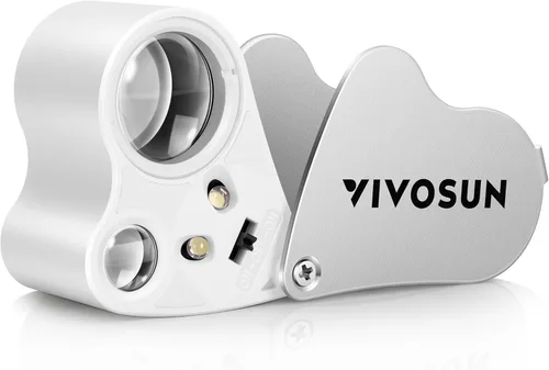 Miniatura 9 de VIVOSUN 30X 60X Lupa de joyeros iluminada plegable con luz LED para joyas, gemas, relojes, monedas, sellos, antigüedades, negro