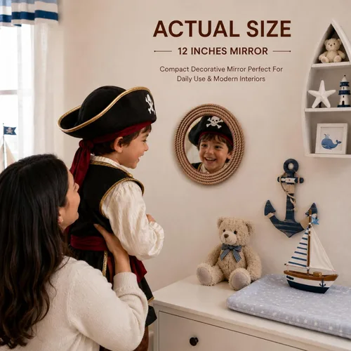 Miniatura 7 de Nagina International Decoración de pared náutica prémium hecha a mano con cuerda de espejo acentuado Regalos y coleccionables de decoración