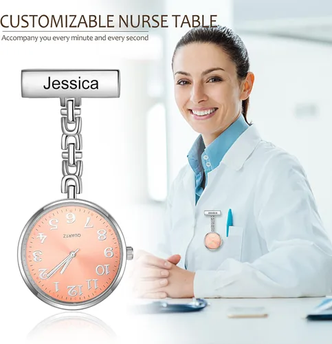 Miniatura 3 de Relojes de enfermera para enfermeras, médicos, relojes de enfermería personalizados, con nombre grabado, pin de solapa en el reloj de enfermería