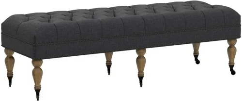 Miniatura 5 de Rosevera Berta - Tapa tapizada de poliéster con cabeza de clavo, banco rectangular para sala de estar, reposapiés, dormitorio, entrada, banco