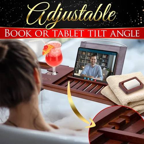 Miniatura 6 de SereneLife Bandeja de bañera premium con caja de regalo y juego de lazo, bandeja de baño expandible, regalos únicos de inauguración de la casa