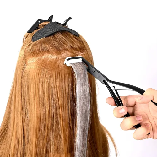 Miniatura 4 de EHDIS Kit de herramientas de extensiones de cabello, alicates de sellado de cabello, herramientas de extensión de cabello de superficie plana