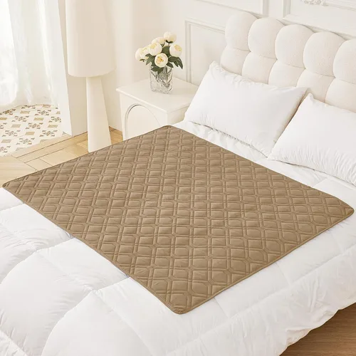 Miniatura 34 de Smiry Funda impermeable para cama de mascota, suave y lavable, para muebles, cama, sofá, reversible, a cuadros (30 x 53 pulgadas, color beige/beige)