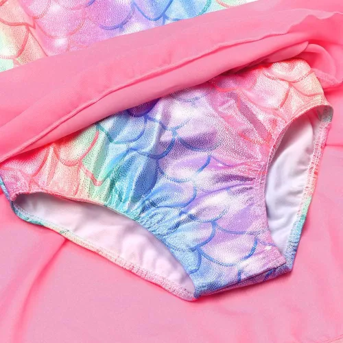 Miniatura 76 de EQSJIU Leotardo de baile de manga larga para niñas, vestido de ballet brillante con copo de nieve, tutú con falda tutú para niñas