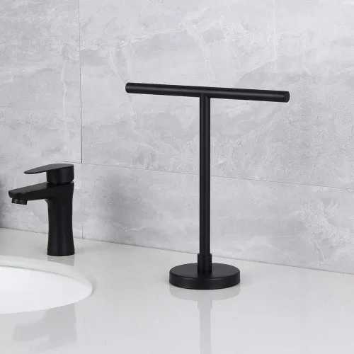 Miniatura 8 de Estante de encimera negro mate de pie libre, moderno soporte para toallas de mano para baño, cocina o tocador