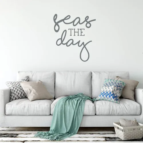 Miniatura 5 de Seas the Day Cursive Wall Decal Vinyl Sticker Nautical Decoration for Living Room, Bedroom Quote for Laptop or Water Bottle Black, White