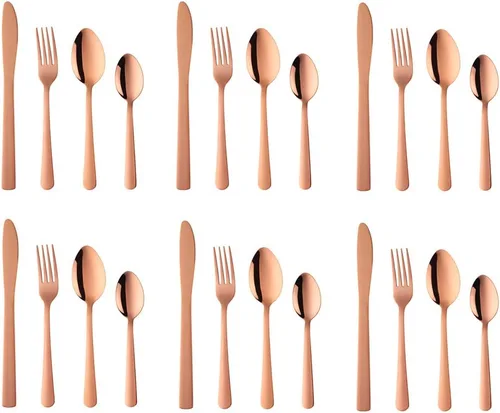 Miniatura 29 de BuyGo - Juego de cubiertos de acero inoxidable de 32 piezas, juego de 8 cubiertos, incluye cuchillo, tenedor, cuchara, cuchara de té para 8 personas