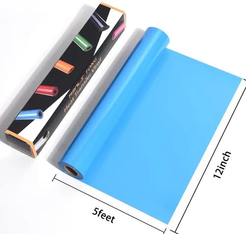 Miniatura 3 de RENLITONG - Vinilo para planchar azul lago, rollo de 12 pulgadas por 5 pies, vinilo de transferencia de calor HTV para camisetas, rollos HTV