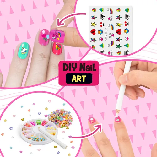 Miniatura 9 de Juego de esmaltes de uñas para niñas, kit de arte de uñas para niños de 7 a 12 años, salón de uñas todo en uno con secador de uñas y uñas postizas a