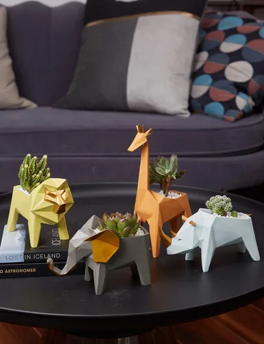 Miniatura 6 de HAUCOZE Maceta de estatua de elefante, maceta para suculentas, escultura de animal moderna, decoración del hogar, regalo para sala de estar
