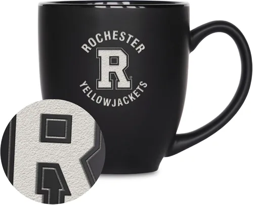 Miniatura 181 de Rico Industries - Taza de cerámica mate negra con grabado láser estándar de 15oz para NCAA (escuelas T & U) - Para bebidas calientes o frías