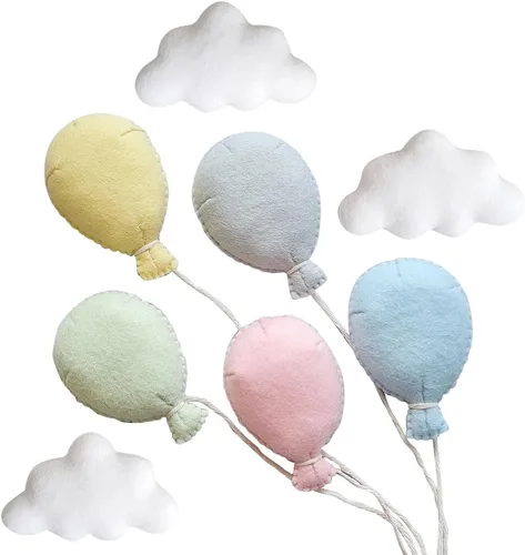 Juego de accesorios de fotografía para recién nacidos, 5 globos de fieltro y 3 nubes para sesiones de fotos de bebés, niños y niñas, accesorios de 5