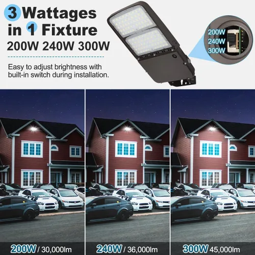 Miniatura 2 de Luz LED de estacionamiento de 300 W con fotocélula del anochecer al amanecer, luces de área regulables al aire libre con montaje en muñón, 45000LM