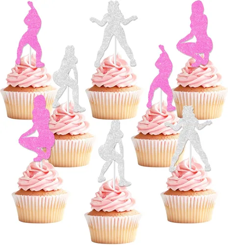 Miniatura 9 de Cheereveal 24 piezas de adornos para cupcakes de fiesta Twerk para niñas y mujeres, palillos de sombrero, fiesta mexicana, temática divertida