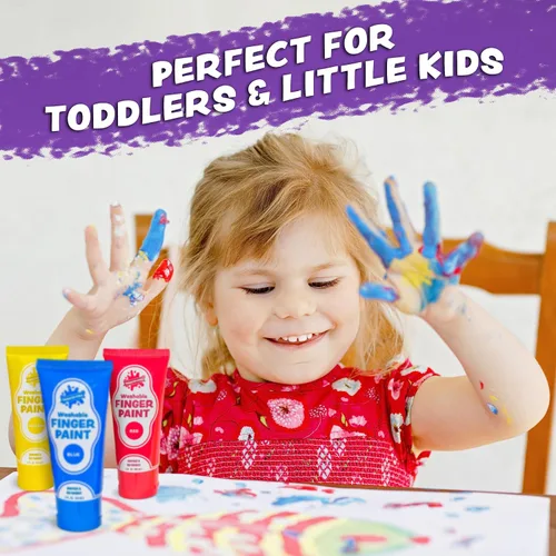Miniatura 7 de Pintura para dedos, paquete de 24, lavable, no tóxica, juego de pintura para niños con tubos fáciles de separar, colores vibrantes para suministros
