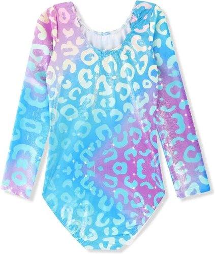 Miniatura 80 de HOZIY - Leotardos de manga larga para niñas, de gimnasia, para niños pequeños, trajes florales de unicornio, galaxia, arco iris, patrón de rayas