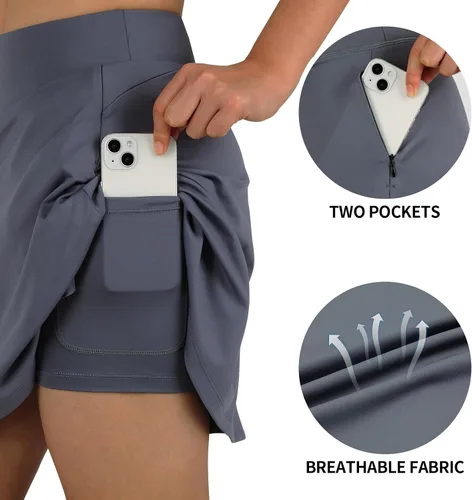 Miniatura 6 de ANIVIVO Faldas pantalón para mujer de 20 pulgadas de longitud a la rodilla, faldas deportivas de pickleball para tenis, golf y pickleball