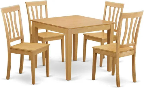 East West Furniture OXAN5-OAK-C set de 5 mesas y 4 sillas para antecomedor, Madera, Oak Finish Oxan5-roble-w