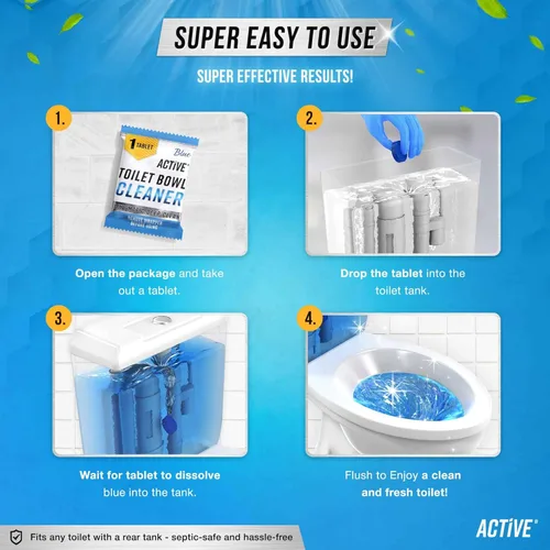 Miniatura 6 de ACTIVE Tabletas Limpiadoras Automáticas para Tazón de Inodoro de Gel Azul Limpiadores de Tanque de Inodoro, Removedor de Manchas de Anillo de Agua