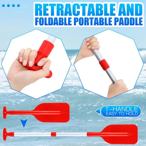 Miniatura 3 de Tradder 2 remos telescópicos plegables para kayak, remo de 21.3 a 41.7 pulgadas, remo de plástico de aluminio, remo de longitud ajustable para Rojo
