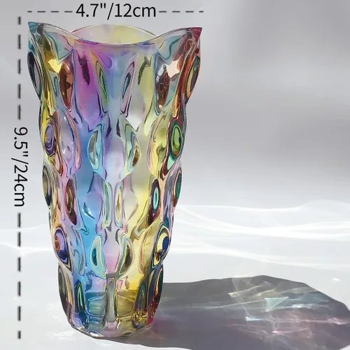 Miniatura 2 de Florero de cristal para flores irrompible de 3.5 libras, 9.5 pulgadas, florero brillante, estilo bohemio, para centros de mesa, cocina, oficina