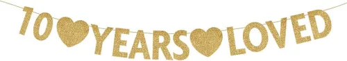 Miniatura 8 de Cartel dorado de feliz cumpleaños número 10, decoración de fiesta de niño o niña de 10 años con purpurina