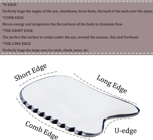 Miniatura 4 de wuyaoyao Herramienta facial Gua Sha de acero inoxidable de 4 filos, herramienta de masaje de raspado Gua Sha, herramientas para anticelulitis